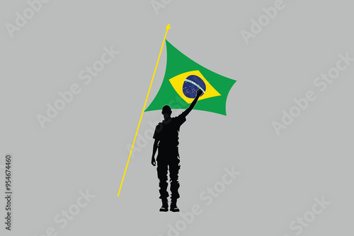 A Man with Brazil flag, Brazilian National Flag, EPS Vector Illustration, Flag of the Federative Republic of Brazil, Illustration of the Brazil flag
