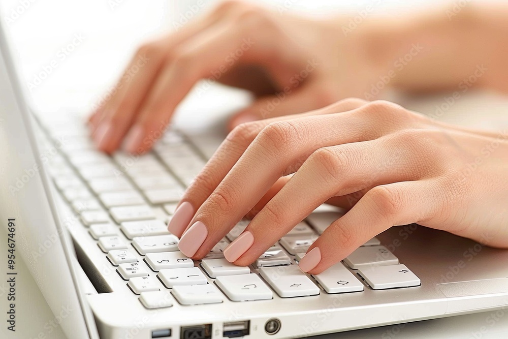 Close-up of Female Hands Typing on Laptop Keyboard for Business and Technology Close-up of Female Hands Typing on Laptop Keyboard for Business and Technology