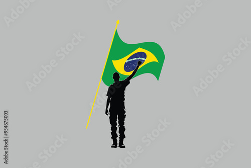 A Man with Brazil flag, Brazilian National Flag, EPS Vector Illustration, Flag of the Federative Republic of Brazil, Illustration of the Brazil flag
