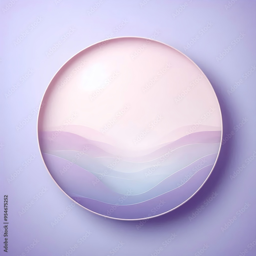 A round, purple and blue design with a blue and purple ocean and a sun. The design is abstract and has a calming effect mockup A round, purple and blue design with a blue and purple ocean and a sun. The design is abstract and has a calming effect mockup