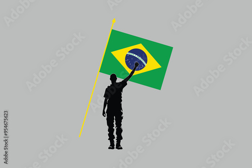 A Man with Brazil flag, Brazilian National Flag, EPS Vector Illustration, Flag of the Federative Republic of Brazil, Illustration of the Brazil flag
