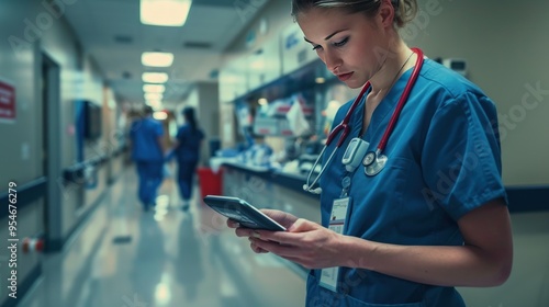 Nurse uses portable scanner to record patient data