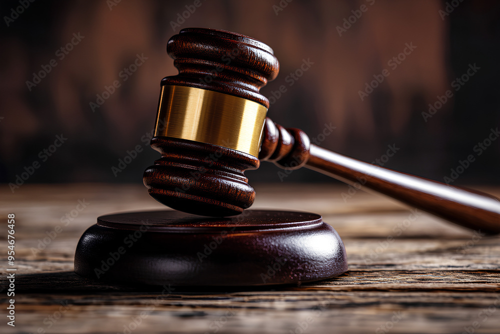 Wooden gavel, Law and authority concept featuring a courtroom gavel, symbolizing the judgment of a criminal act, judicial decision, blurred background Wooden gavel, Law and authority concept featuring a courtroom gavel, symbolizing the judgment of a criminal act, judicial decision, blurred background
