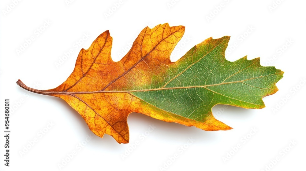 Single Oak Leaf with Yellow and Green Hues Single Oak Leaf with Yellow and Green Hues