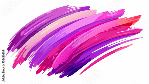 pink and purple acrylic oil paint brush stroke on transparent png background isolated