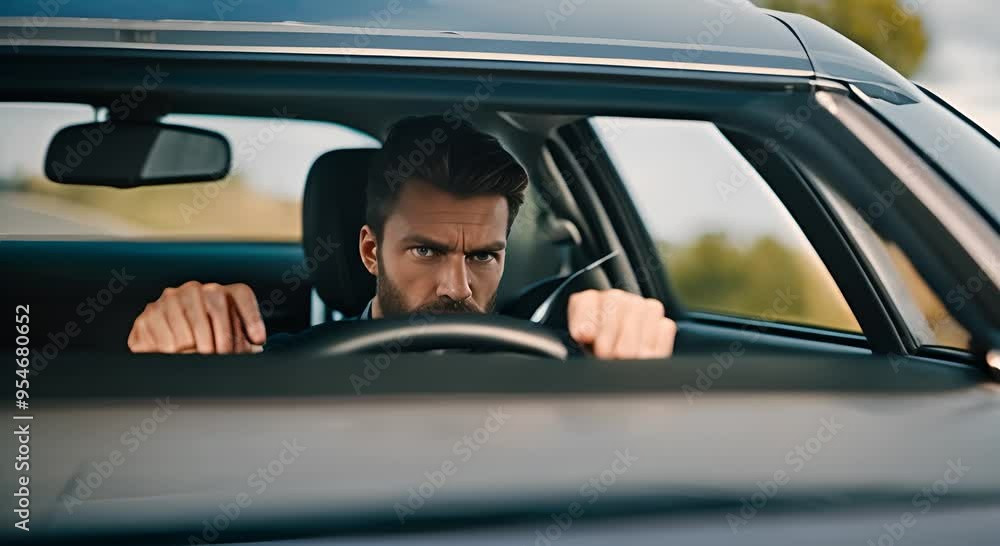 Angry driver in the car. Angry driver in the car.