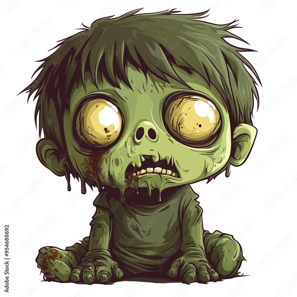Cute Cartoon Illustration of Little Halloween Zombie. Unique design, Halloween mascot. AI generated. Cute Cartoon Illustration of Little Halloween Zombie. Unique design, Halloween mascot. AI generated.