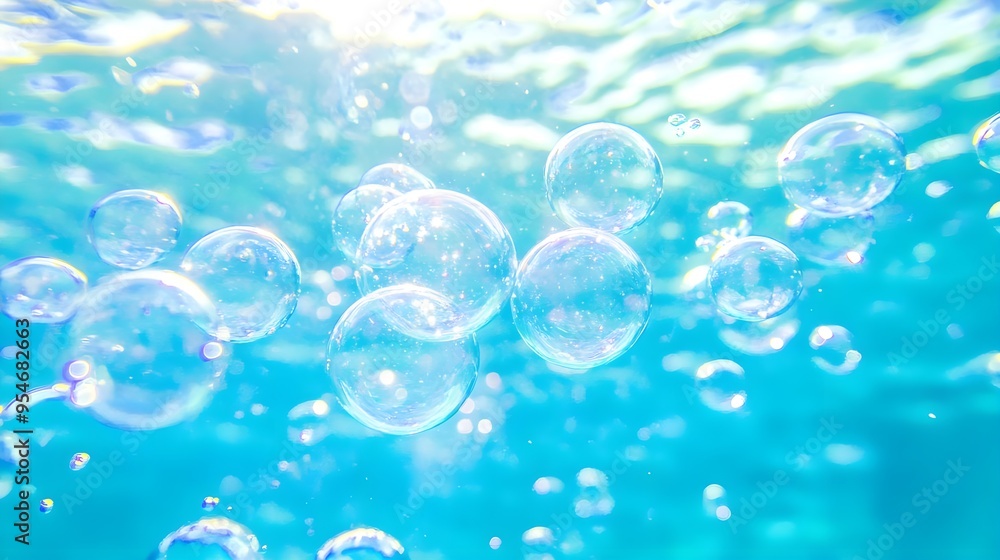 Abstract Aqua Bubbles Underwater with Sunlight Abstract Aqua Bubbles Underwater with Sunlight