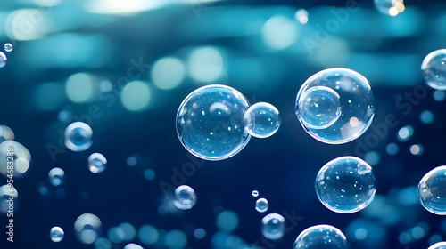 Abstract Blue Bubbles Background, Minimalist Design