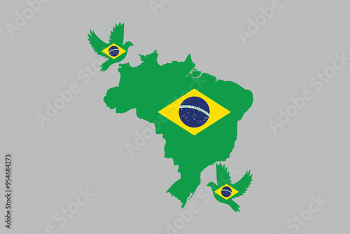 Map of the Brazil, Brazilian National Flag, EPS Vector Illustration, Flag of the Federative Republic of Brazil, Illustration of the Brazil flag
