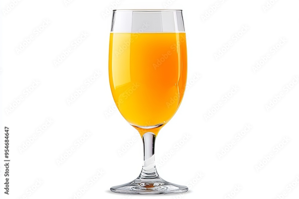 Refreshing Orange Juice in a Tall Glass. Isolated on White Background With Clipping Path.