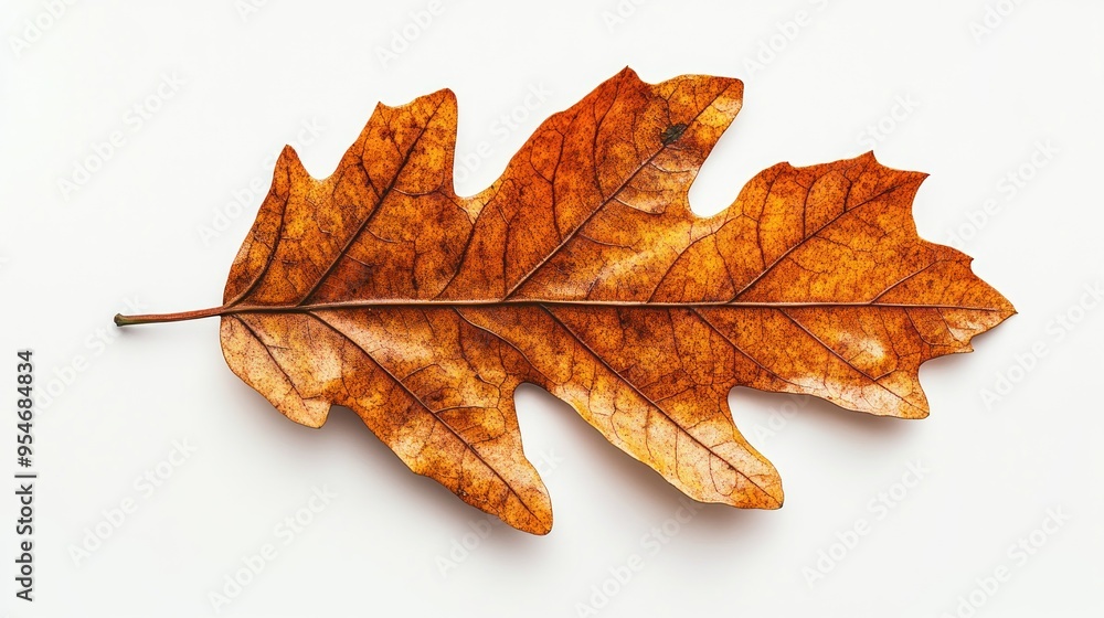 Single Dried Oak Leaf on White Background Single Dried Oak Leaf on White Background