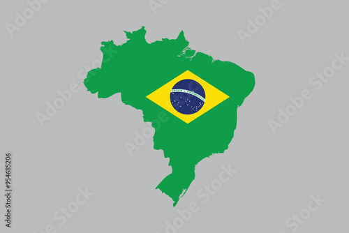 Map of the Brazil, Brazilian National Flag, EPS Vector Illustration, Flag of the Federative Republic of Brazil, Illustration of the Brazil flag
