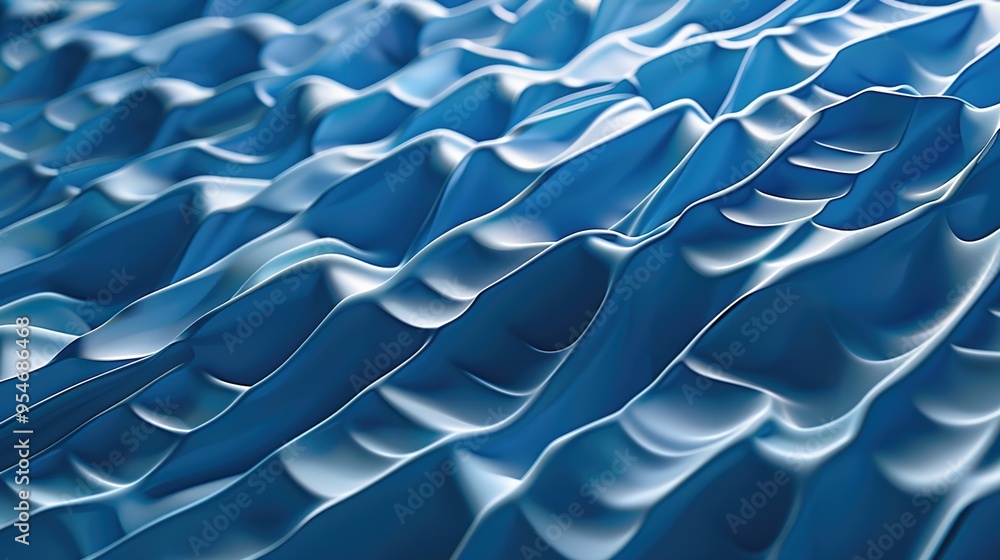 Fototapeta premium An abstract background with flowing, wavy lines resembling the natural moveme nt of water, in a gradient of blue hues