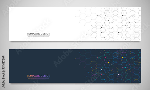 Abstract geometric background with hexagons shape pattern for banner or website header template