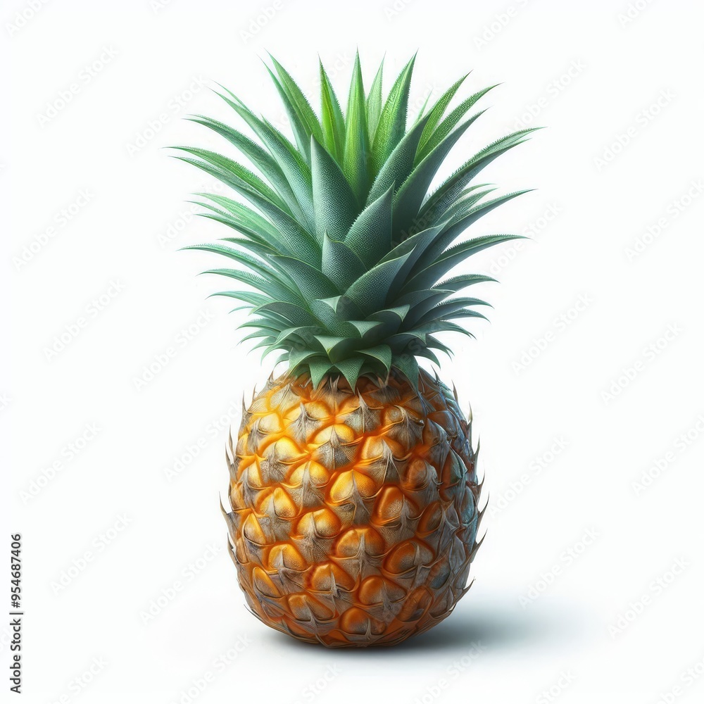 Fototapeta premium pineapple isolated on white background, full depth of field 