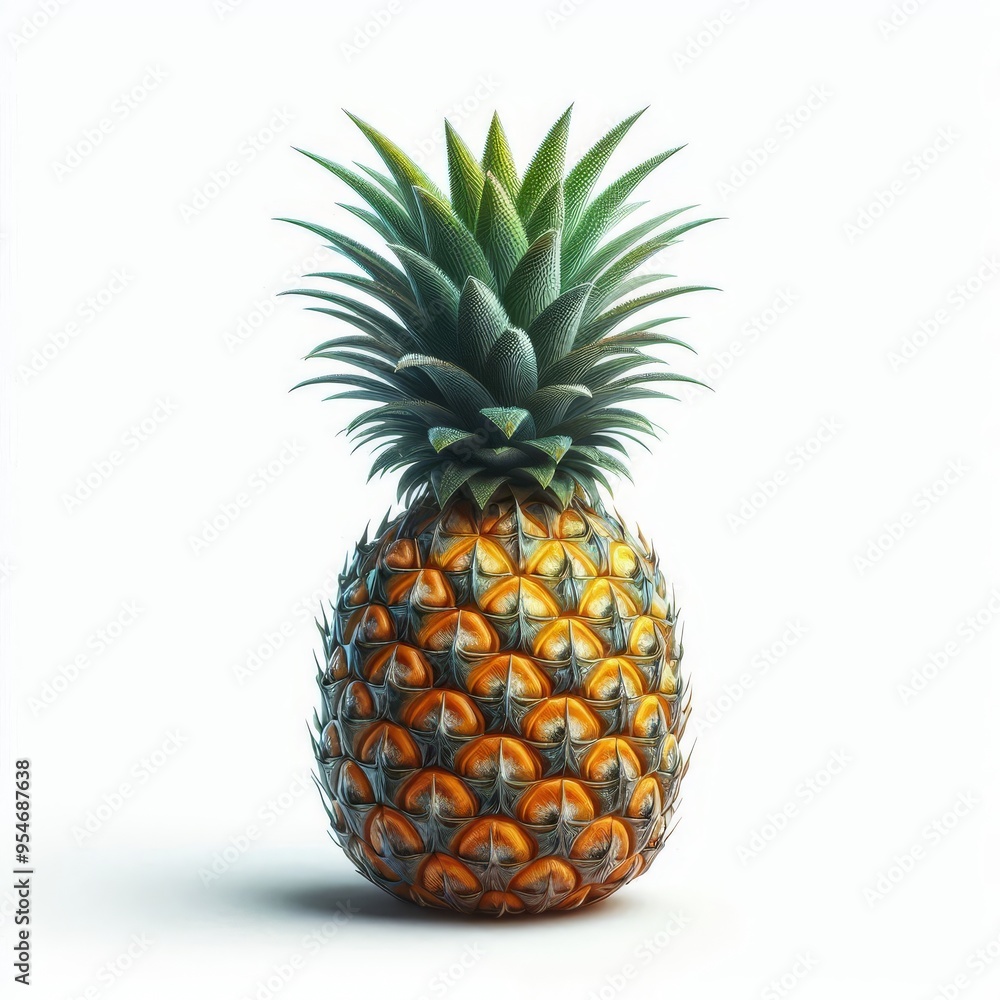 Fototapeta premium pineapple isolated on white background, full depth of field 