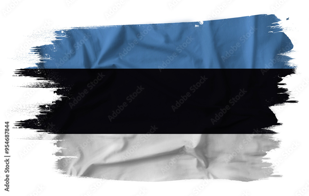 Flag of Estonia in brush stroke background
