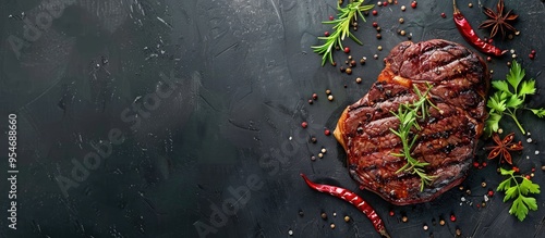 Grilled ribeye beef steak w...