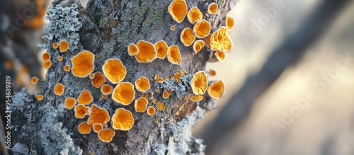 Orange mold or lichen on a ...