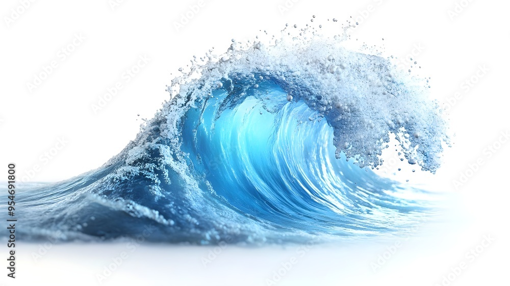 Blue Ocean Wave Isolated on White Background Blue Ocean Wave Isolated on White Background