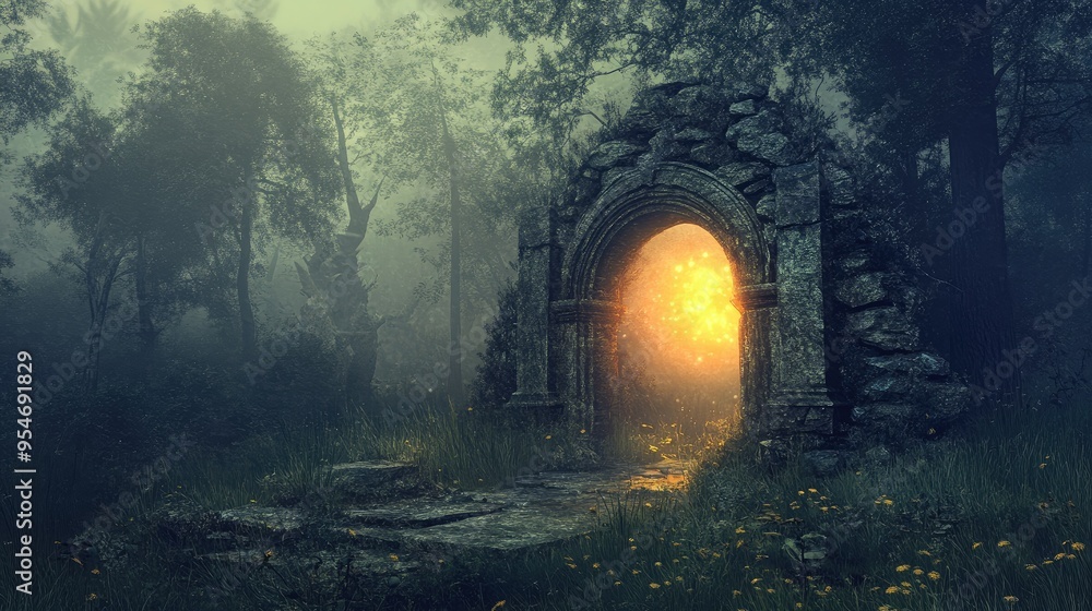 Eerie glow emanating from mysterious portal Eerie glow emanating from mysterious portal