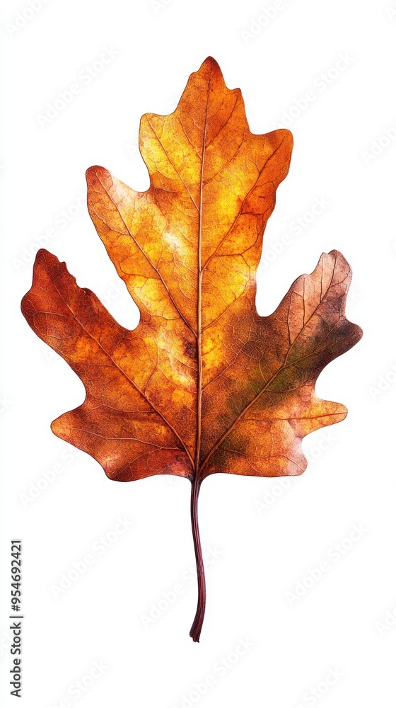 Obraz premium A Single Dried Leaf with Intricate Veins in Autumn Hues