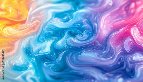 Vibrant Ocean Swirls in Blue Pink with Marbled Texture Fluid Motion