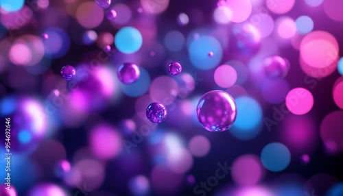 Abstract Digital Background with Bokeh Light Effects in Purple Blue Tones