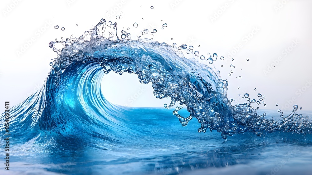 Blue Ocean Wave Splashing Water Isolated Background Blue Ocean Wave Splashing Water Isolated Background