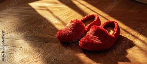 A set of cozy red slippers ...