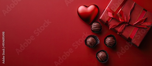 Red heart shape gift box an...