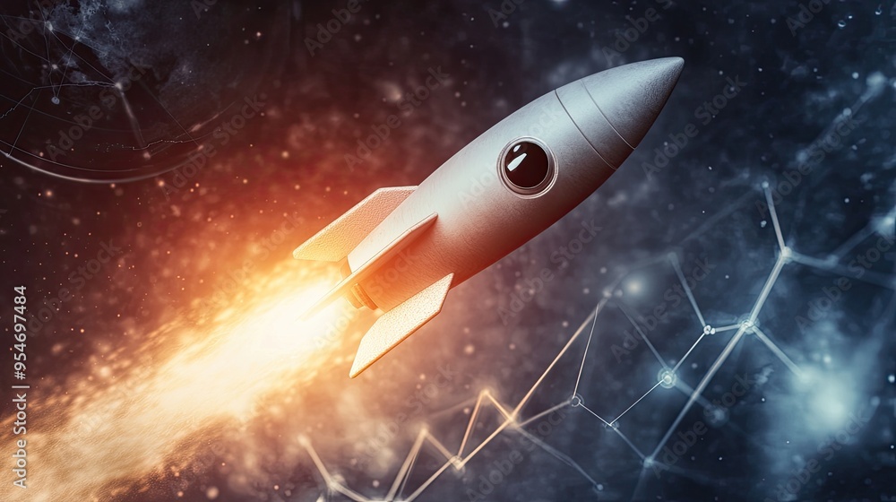 Rocket Launch Symbolizing Business Growth Rocket Launch Symbolizing Business Growth