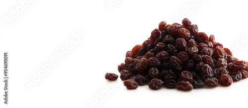 Pile of raisins on a white ...