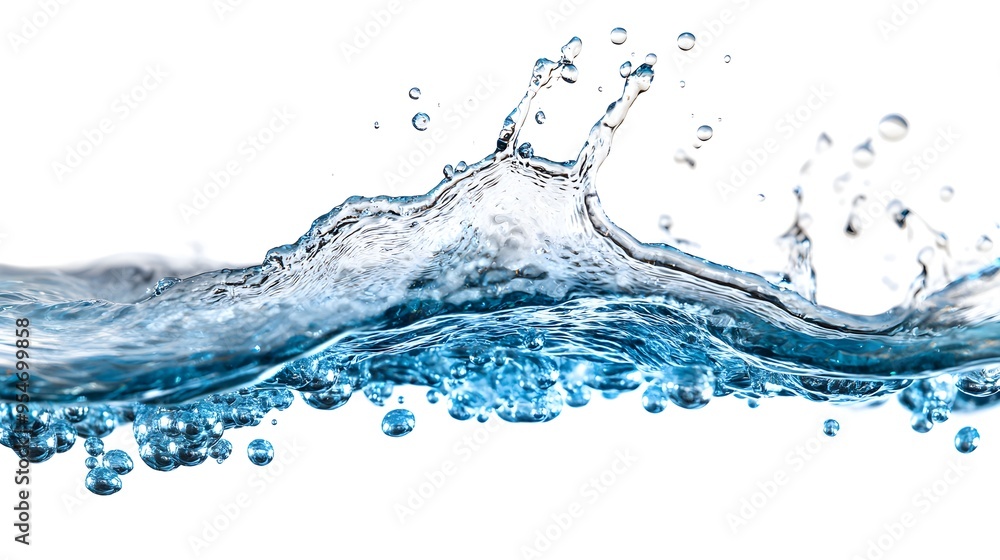 Blue Water Splash and Bubbles Isolated on White Blue Water Splash and Bubbles Isolated on White