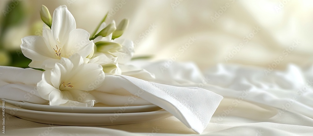 Elegant square napkins featuring a serene background. with copy space image. Place for adding text or design Elegant square napkins featuring a serene background. with copy space image. Place for adding text or design