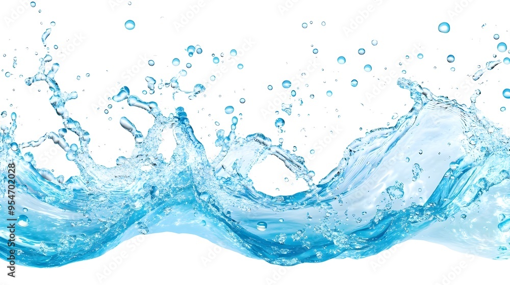 Blue Water Splash, Isolated on White Background Blue Water Splash, Isolated on White Background
