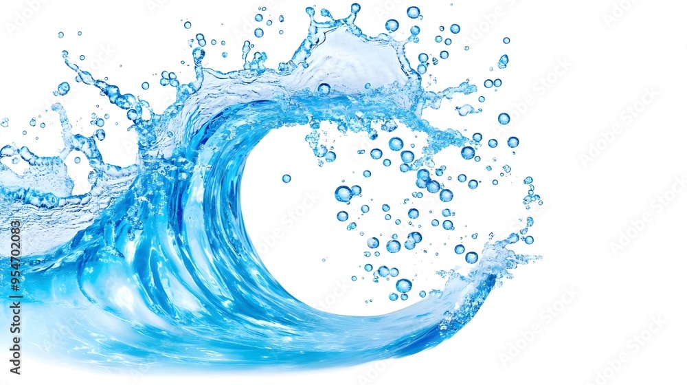 Blue Water Splash, Isolated on White Background Blue Water Splash, Isolated on White Background