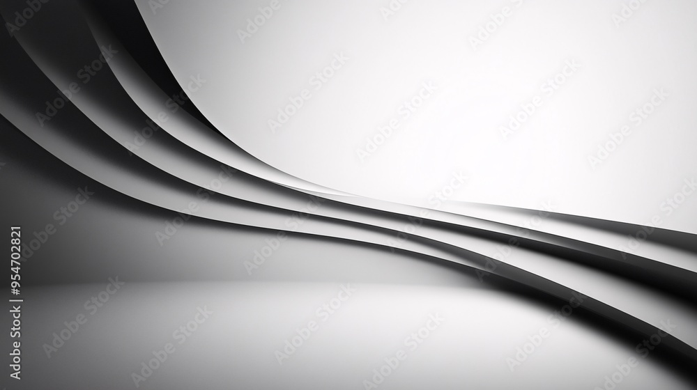 Obraz premium Abstract monochrome waves creating a dynamic, elegant background.