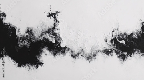Abstract black and white fluid paint creation, showcasing dynamic movement and texture.