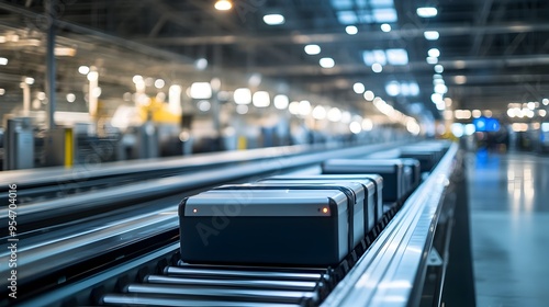 Photograph showcasing IoT connected baggage handling systems at an airport improving efficiency and reducing errors through automation data analysis and intelligent process management