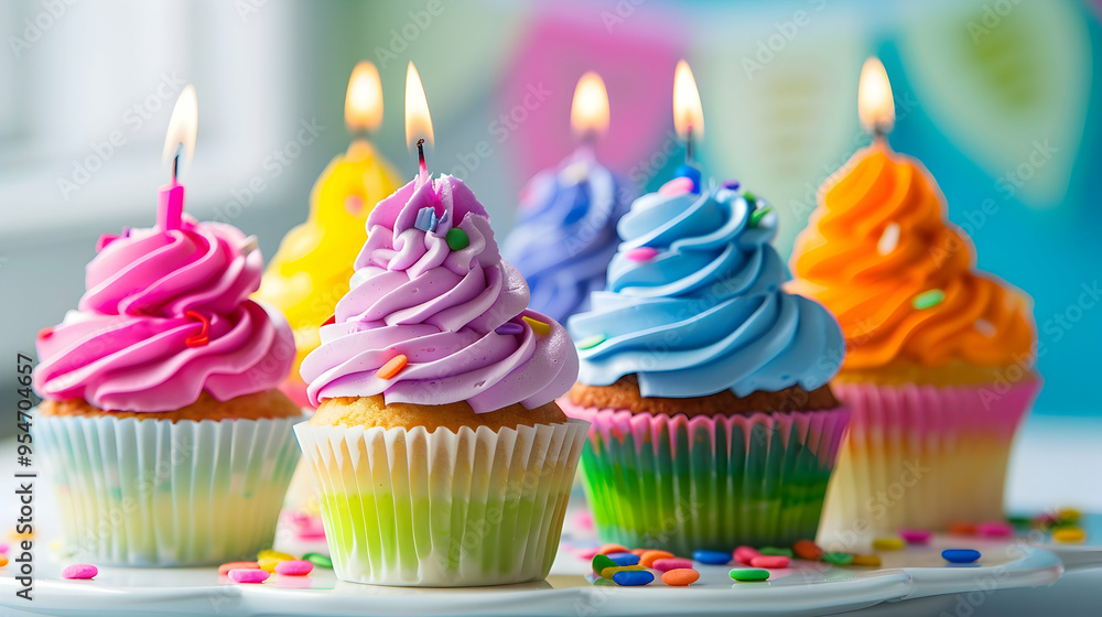 Colorful happy birthday cupcakes Colorful happy birthday cupcakes
