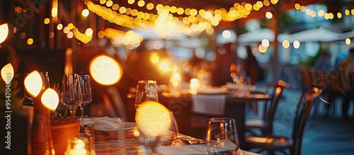 Blurred image of a restaurant. with copy space image. Place for adding text or design