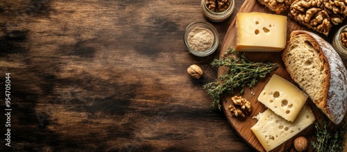Cheese bread walnuts and th...