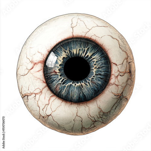 The eyeball is creepy, watercolor clipart illustration with white isolated background.