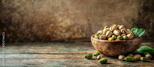 Organic pistachio nuts in a...