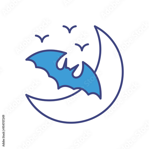 Eerie Moon icon vector stock illustration