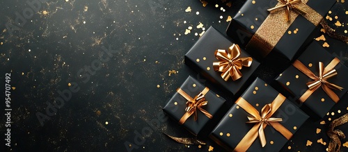 Luxury black gift boxes wit...