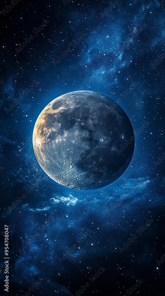 A stunning view of a planet surrounded by deep blue cosmic space, highlighting the beauty of the universe. A stunning view of a planet surrounded by deep blue cosmic space, highlighting the beauty of the universe.