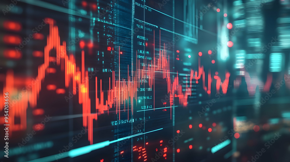 Digital trading graph showcasing fluctuating stock market data in a dynamic setting, , Digital trading graph showcasing fluctuating stock market data in a dynamic setting, ,